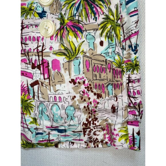 J.Crew Women's Tropical Palm Trees Print Casual Panel Button Shorts Size 4 White - Picture 5 of 12